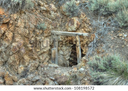 Old gold mine shaft at Chemung Mine, California, (HDR photo)