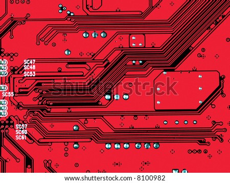 Red Circuit board from a computer video card