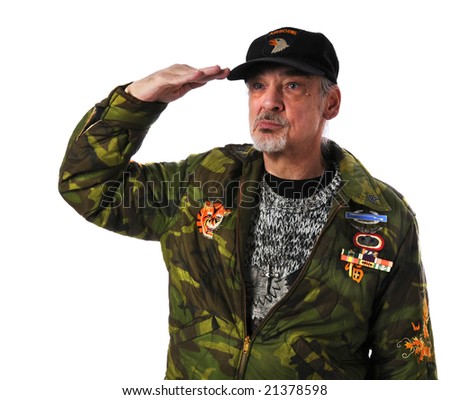 stock photo Vietnam veteran saluting Save to a lightbox Please Login