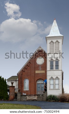 Small country church building in disrepair