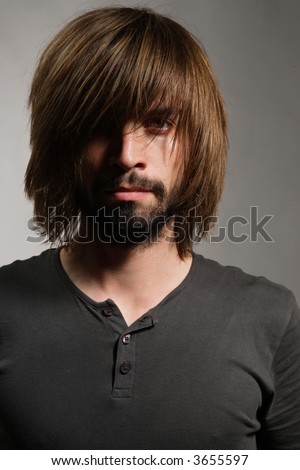 Man With Long Hair And Beard. stock photo : Man with a eard