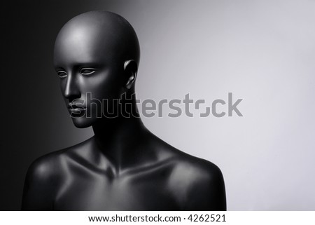 face of mannequin grey background