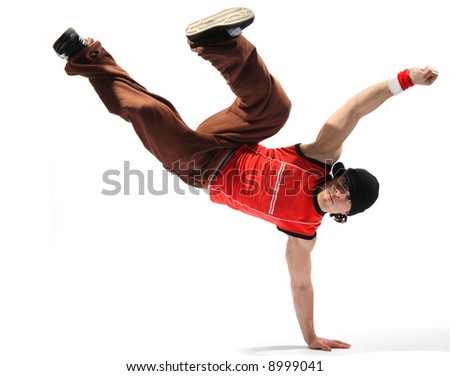 stock photo : cool looking breakdancer posing on a isolated background