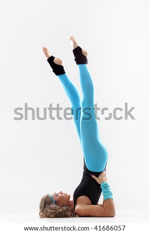 stock photo sexy female doing aerobic exercises in sports clothing