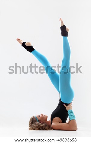 stock photo sexy female doing aerobic exercises in sports clothing