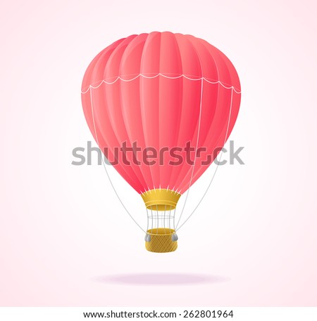 Vector illustration pink hot air ballons  isolated on white background.