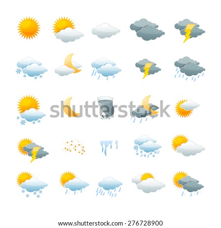 Vector illustration weather icon set isolated on a white background. the concept of weather change