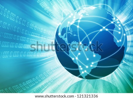 Conceptual image of global internet connection with lines connecting places all over the world