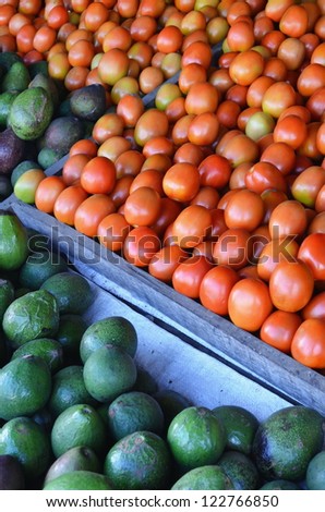 Various fresh fruit and vegetables display on Traditional Market. These picture series taken in West Java, Indonesia. Agriculture commodity from this local area are shipped worldwide.