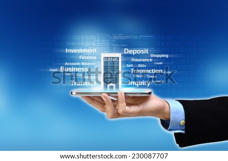 Visualization of mobile or internet based banking concept