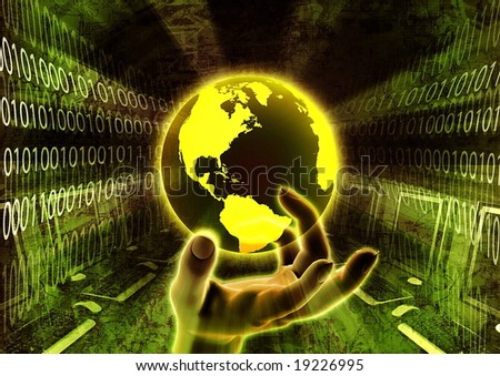 The illustration of worldwide information exchange at our hand