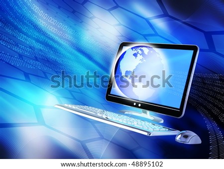 Internet concept presented in hi-tech blue background