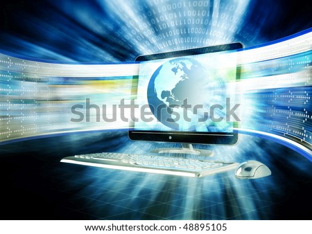 Concept of fast internet browsing with an lcd screen flashing a series of website in fast paced.