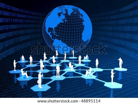 Concept of how people from around the world connected in a social or business network inside the internet.