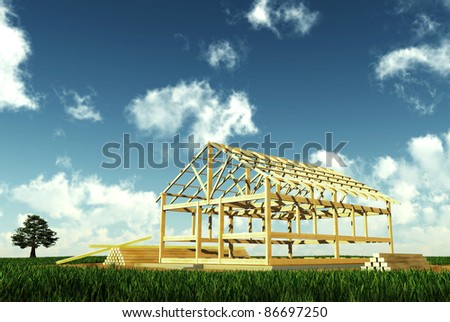 Conceptual image of building a housing project