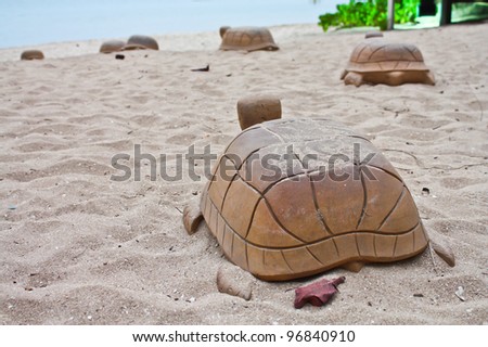 turtle on a sand go to sea