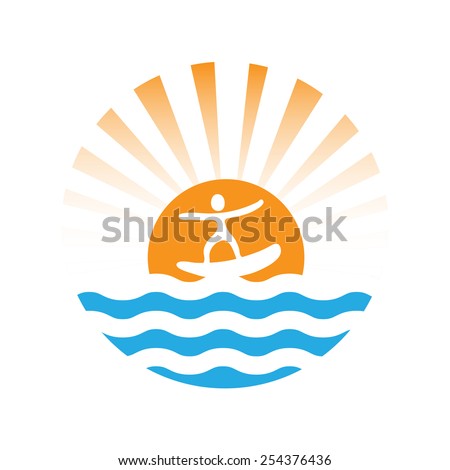 wakeboard or surf, water sport,  vector icon