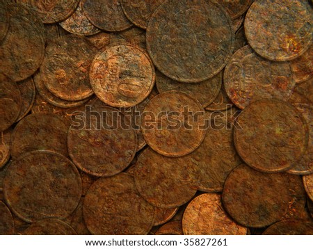 stock photo Old rusty coins background