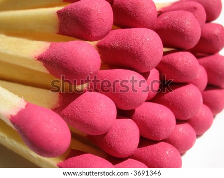 Close-up of group of matches, white background