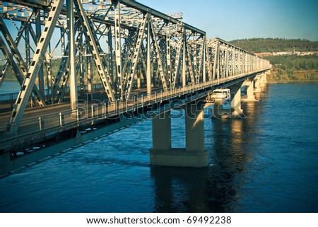 Bridge in Ust-Ilimsk, Angara River