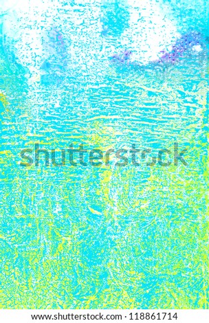 Abstract textured background: blue, green, and yellow patterns. For art texture, grunge design, and vintage paper / border frame