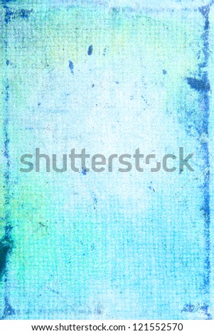 Elegant vintage border frame: abstract textured background with blue and white patterns. For art texture, grunge design, and old paper