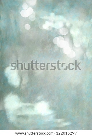 Abstract textured watercolor background: white and blue patterns on gray backdrop. For art texture, grunge design, and vintage paper / border frame