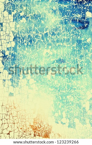 Abstract textured background with blue, yellow, and brown patterns. For art texture, grunge design, and vintage paper / border frame