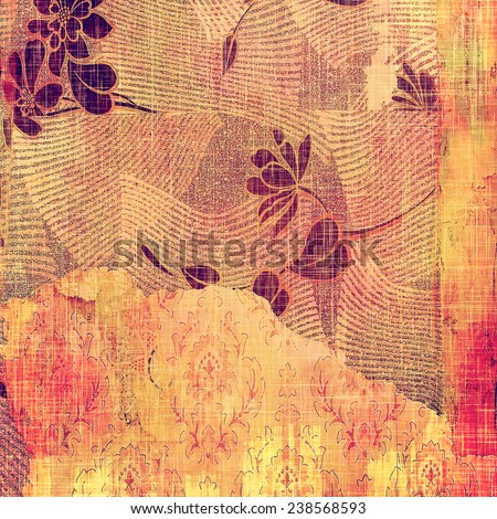 Vintage antique textured background. With different color patterns: yellow; purple (violet); orange; pink