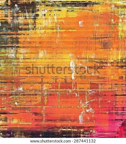 Old texture with delicate abstract pattern as grunge background. With different color patterns: yellow (beige); red (orange); black; pink