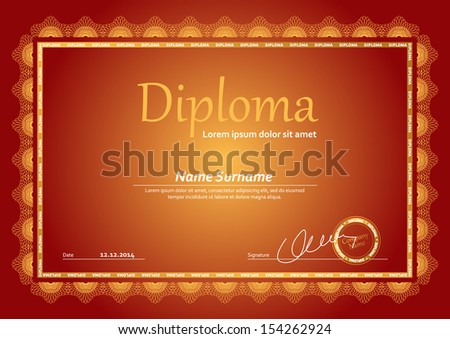 Horizontal diploma template with guilloche pattern and border Horizontal diploma template with guilloche pattern and border