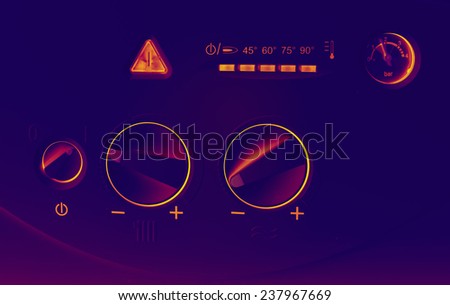 Detail of control panel of house gas boiler in infrared image technique