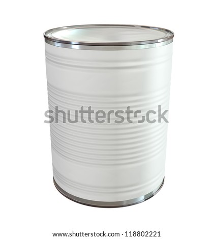 An everyday aluminum tin can with a blank generic label on an isolated background