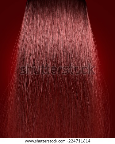 A perfect symmetrical view of a bunch of frizzy unkempt red hair on an isolated background