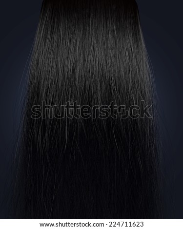 A perfect symmetrical view of a bunch of frizzy unkempt black hair on an isolated background