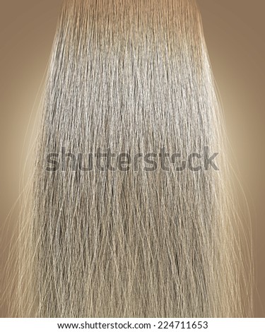 A perfect symmetrical view of a bunch of frizzy unkempt blonde hair on an isolated background