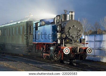 Shunting steam locomotive in the depot Kolomiya. Retro Tour with steam locomotives in the Carpathians at February of 2008.