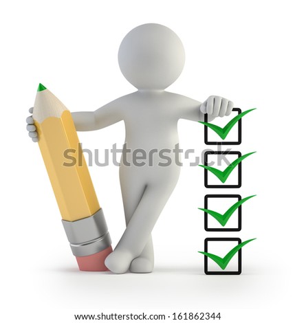 3D small people Pencil and check 3D small people Pencil and check