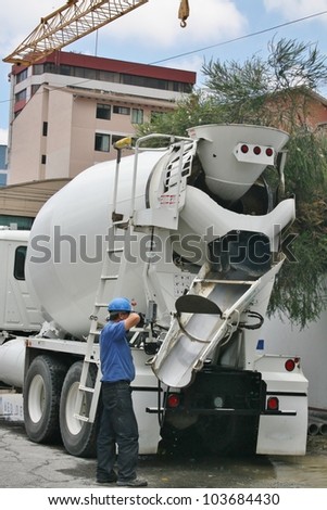 Truck with cement mixer