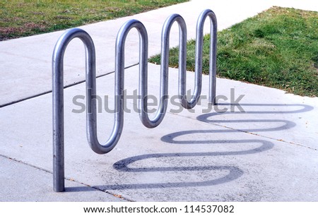 metal bike rack in campus of college or university