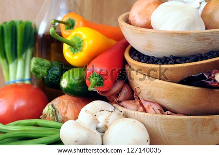 vegetables and seasonings for stir fry vegetable dish