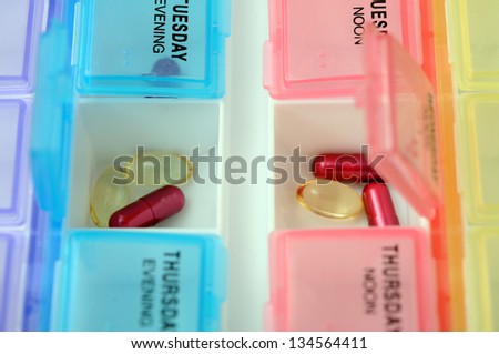 many medicine pills on plastic case