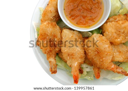 coconut shrimp with sauce in plate
