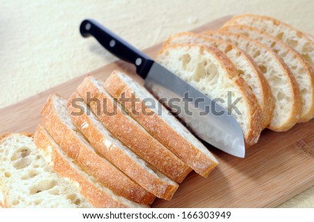 cutting flat bread with knife