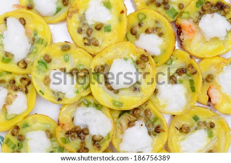 Vietnamese pancakes on dish for background uses
