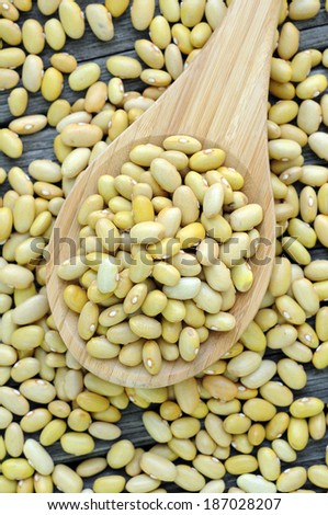 Peruvian Canary (Peruano) Beans on grunge table
