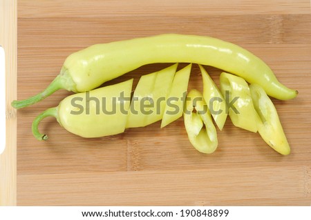 sliced sweet banana pepper on cutting board