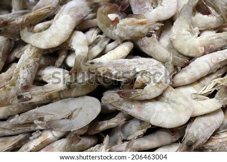 small size frozen shrimp at market place (shallow deep of field)