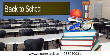 Back To School concept with stack of books back to school