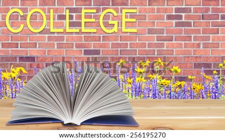 Education concept with book in the front of university